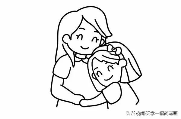 妈妈的节日简笔画图片大全,送给妈妈的一幅画简笔画的女孩