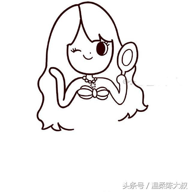 一年级美人鱼公主画,100种女生可爱简笔画卡通
