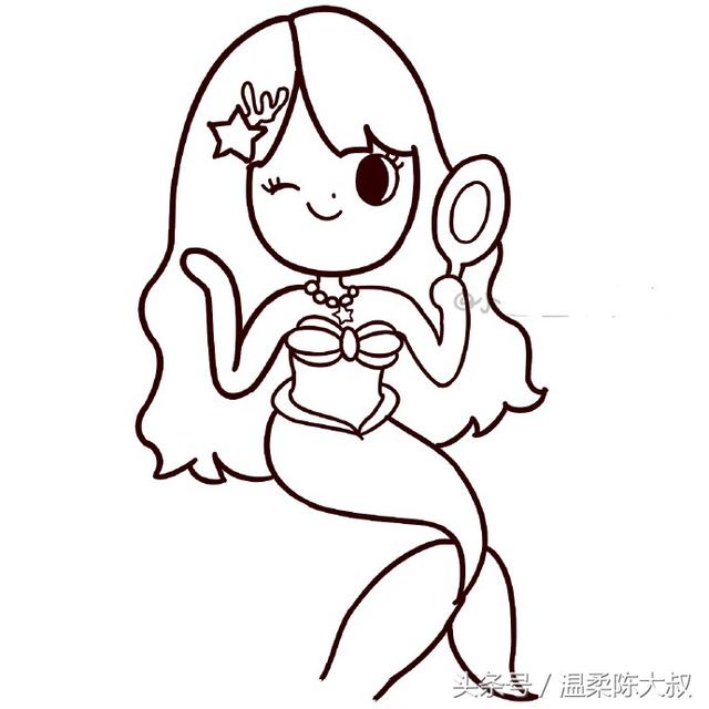 一年级美人鱼公主画,100种女生可爱简笔画卡通