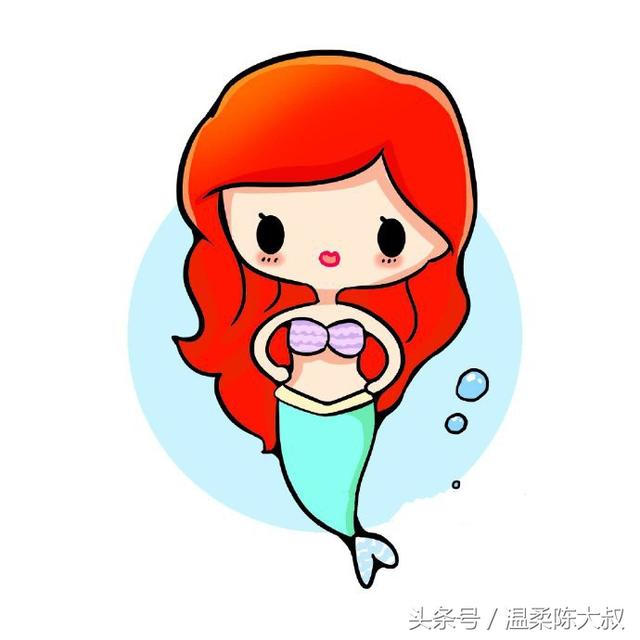 一年级美人鱼公主画,100种女生可爱简笔画卡通