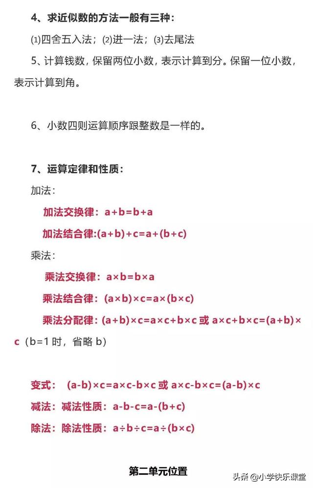 小学数学五年级上期中复习知识点汇总 1 4单元 认真复习巩固 小初高题库试卷课件教案网