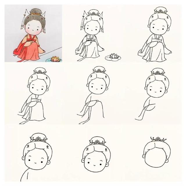 古风少女画,可爱的图画简笔画