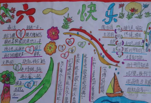 儿童8一12岁美术画简单,六一儿童节手抄报简单又好看