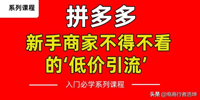 拼多多“小白商家”不得不看的‘低价引流’