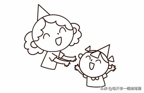 妈妈的节日简笔画图片大全,送给妈妈的一幅画简笔画的女孩