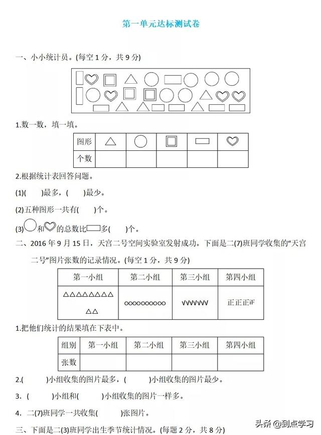 二年级数学下册 第一单元检测卷 答案 小初高题库试卷课件教案网