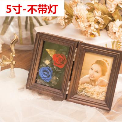 情人节送礼物永生花相框七夕节情人节男女闺蜜生日礼物代打印结婚照片实木相