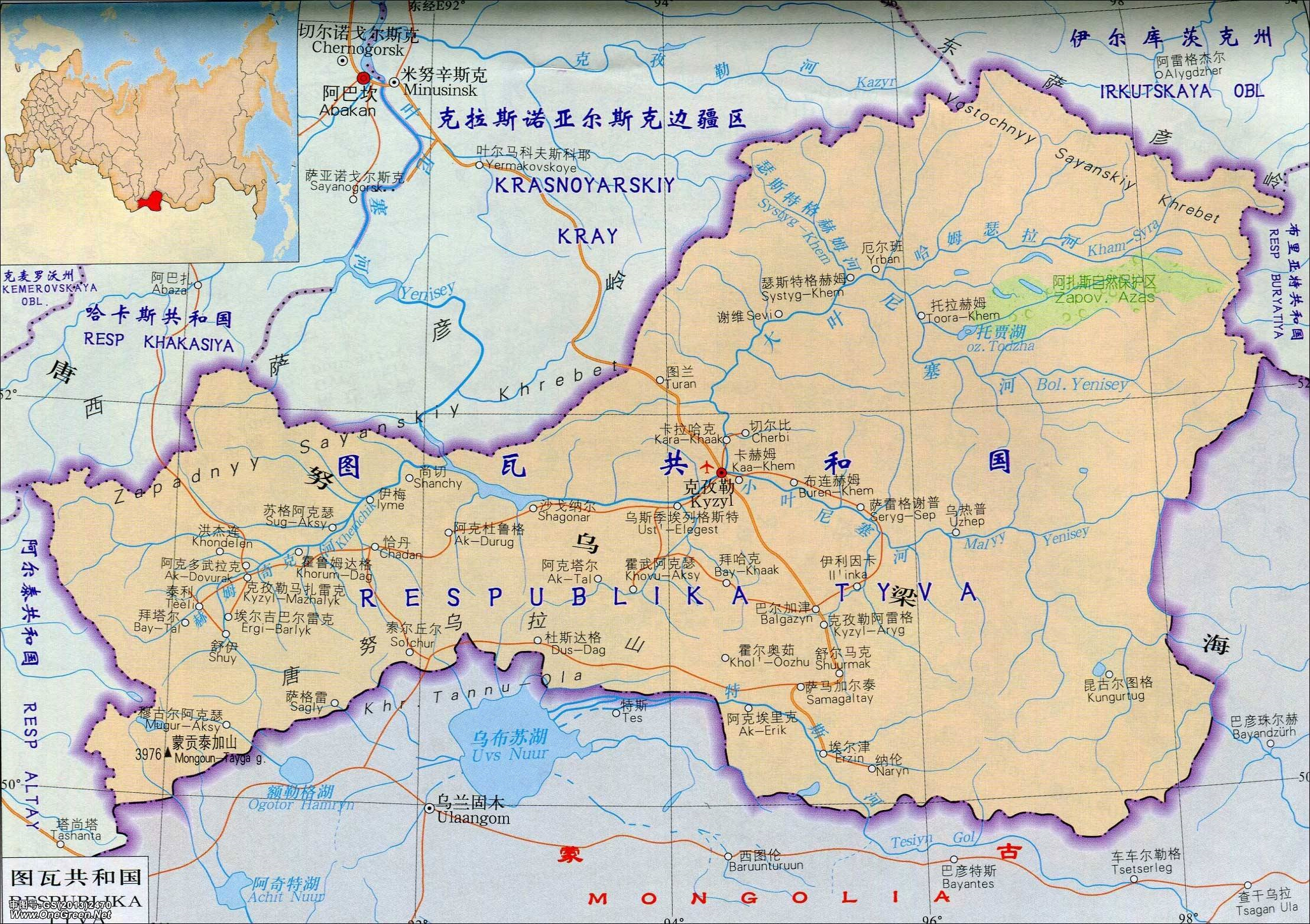 图瓦共和国地图
