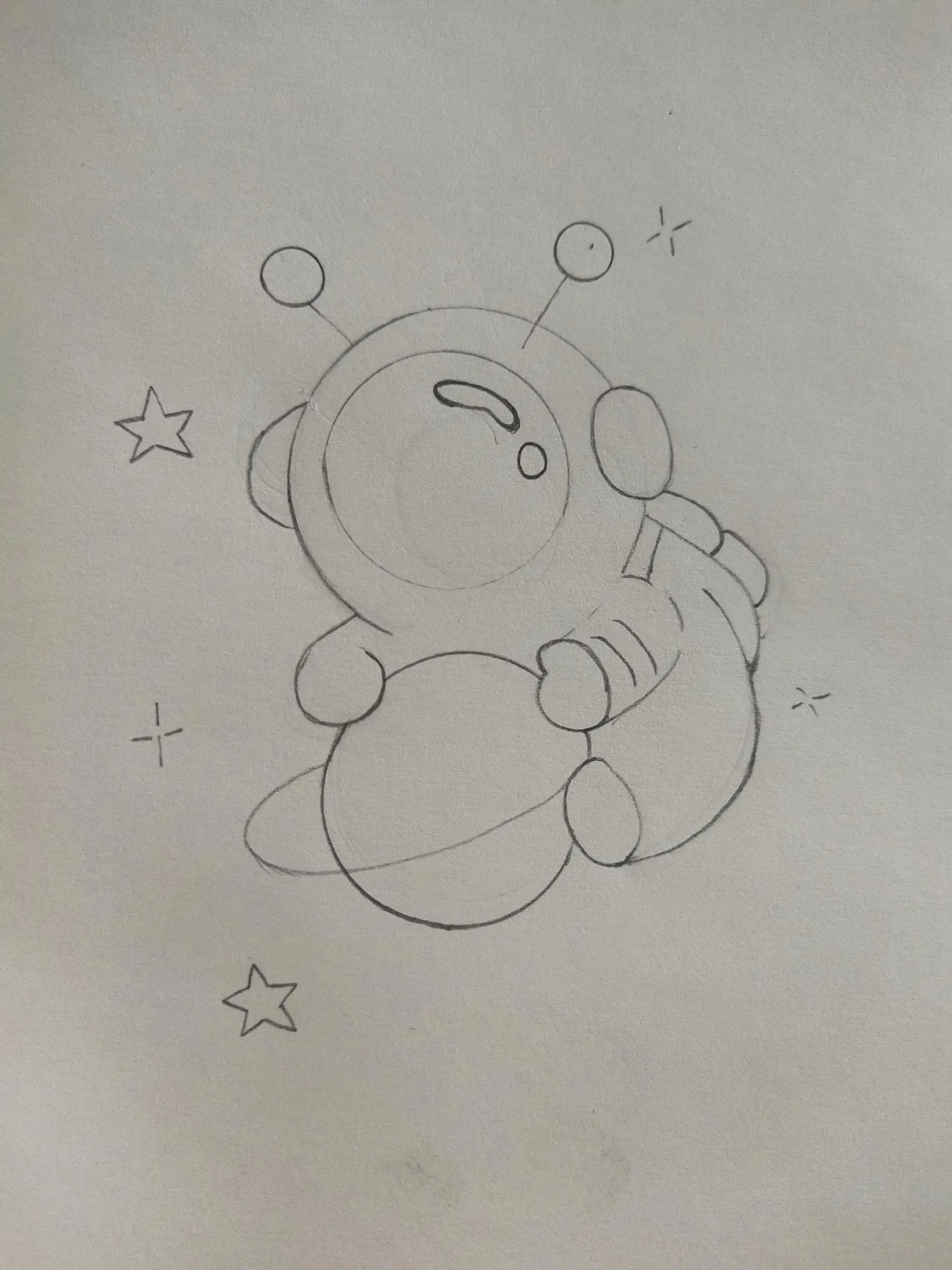 宇航员简笔画儿童画步骤太空宇航员卡通q版简笔画