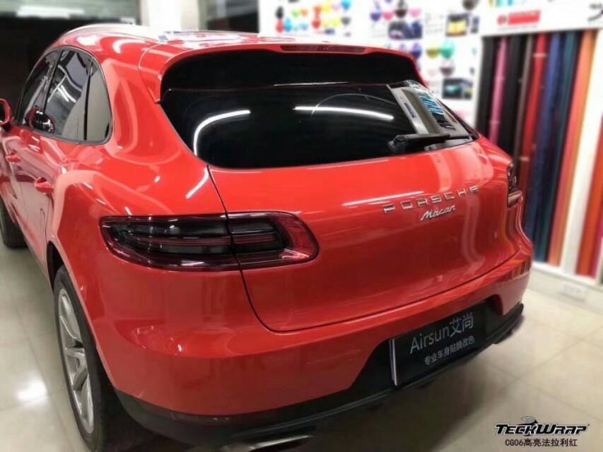 保时捷macan全车改色火山红靓丽的色彩欢欢喜喜过新年,一