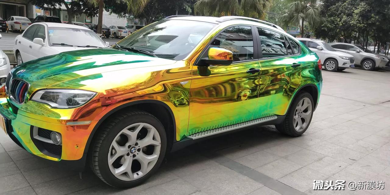 宝马x6全车改色贴膜彩虹电镀
