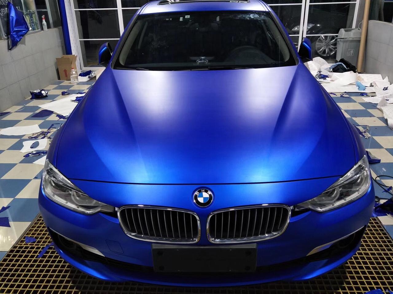 宝马320陶瓷蓝车身改色