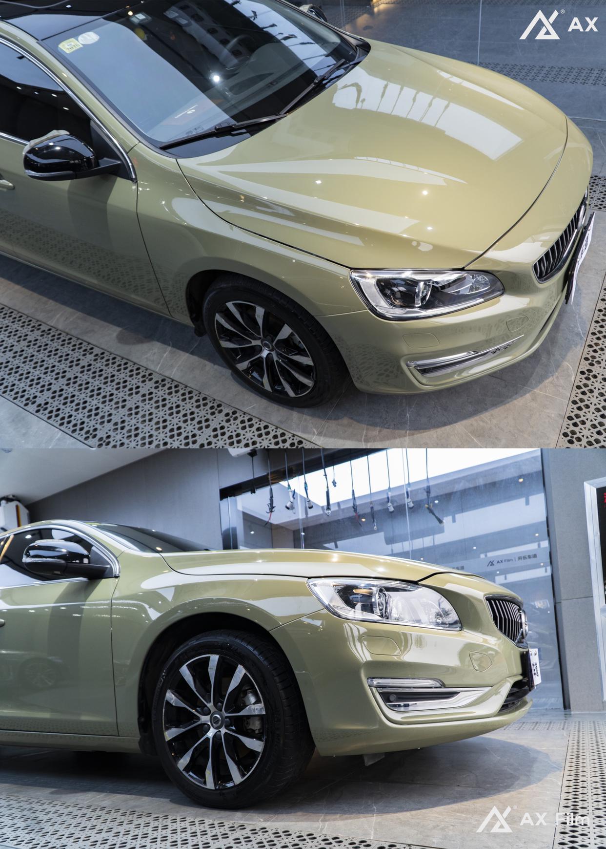 春天萌新沃尔沃s60改色高亮卡其绿