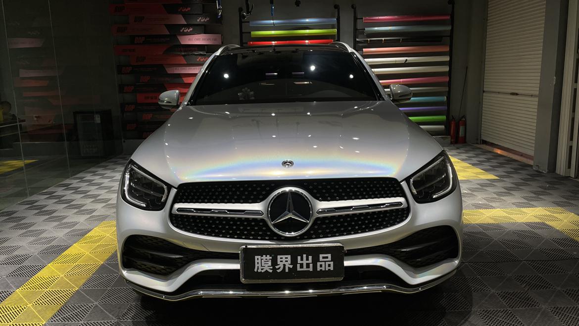 奔驰glc全车改色贴膜七彩镭射白案例