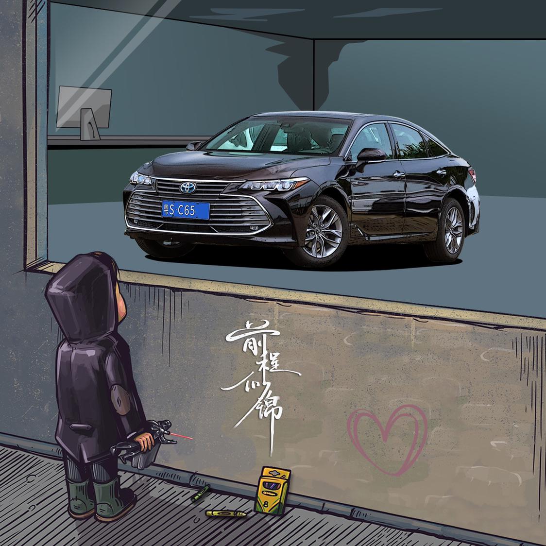 橱窗外看车的小男孩