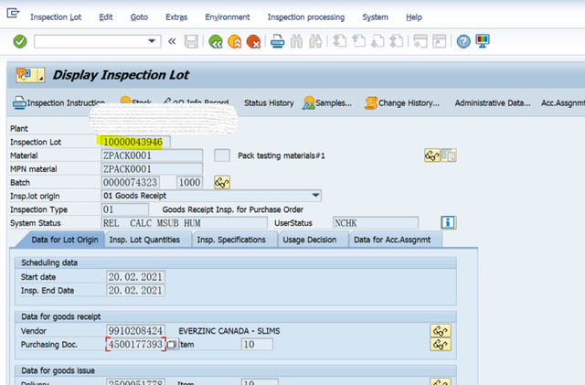 SAP QM QAC1事務程式碼不能修改含有HU的檢驗批裡的數量