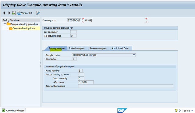 SAP QM QPV3檢視Sample-Drawing Procedure