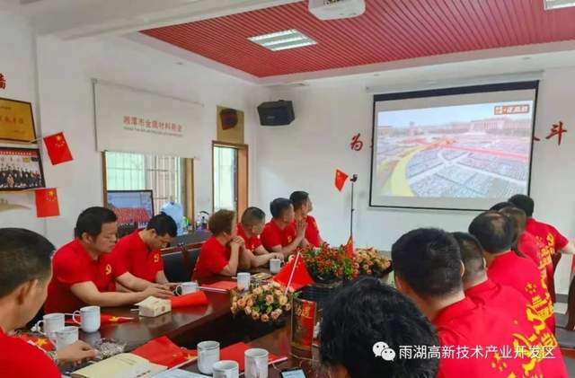 雨湖高新区收听收看庆祝中国共产党成立100周年大会