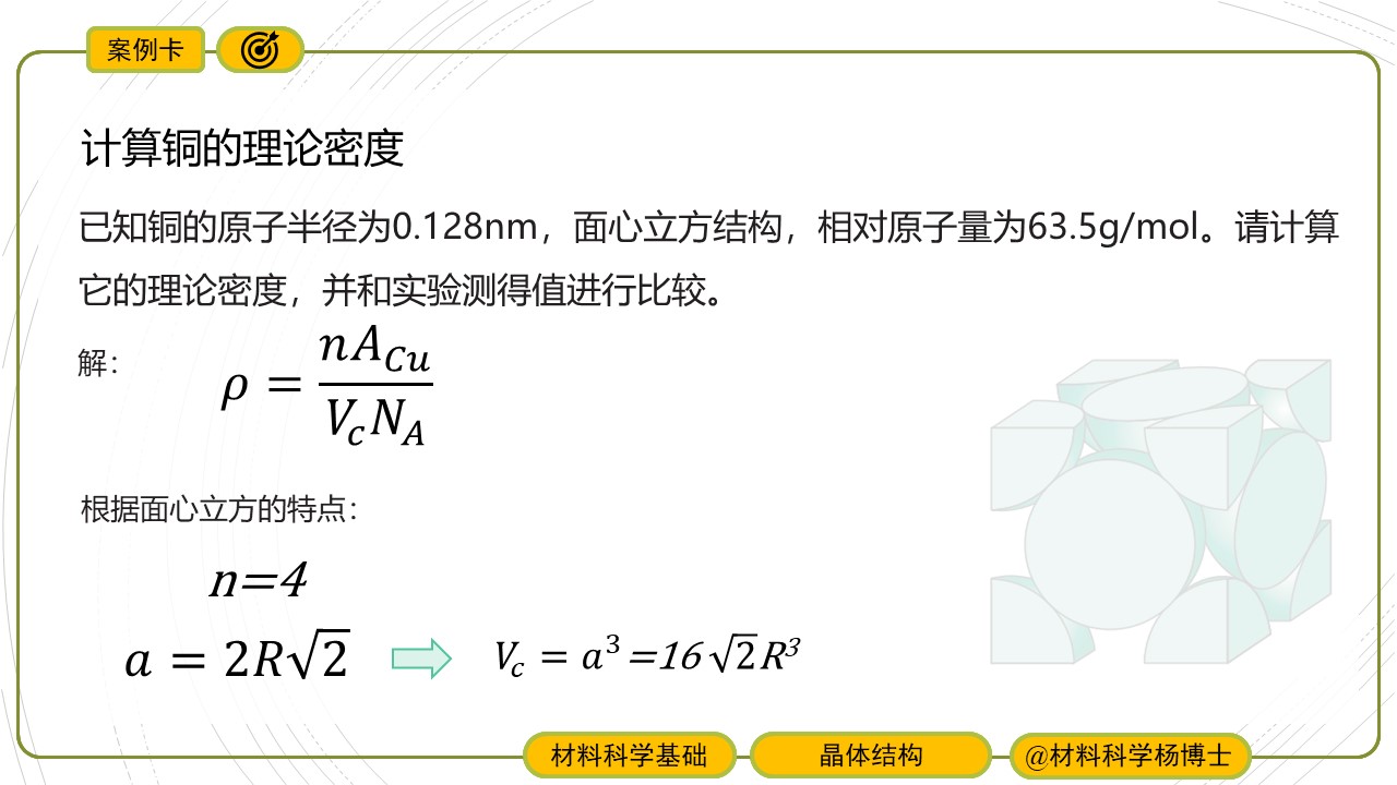 学习晶体结构有什么用呢？其中一个用途就是计算金属的理论密度,所以这次的内容包括