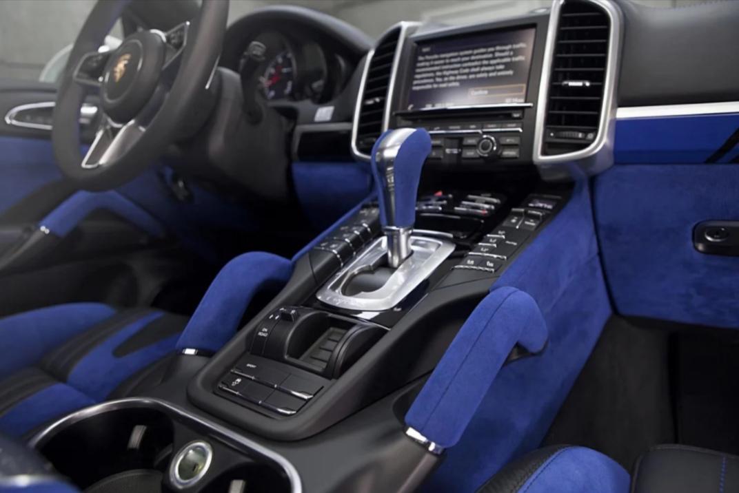 保时捷卡宴!蓝色alcantara翻毛皮黑色nappa真皮