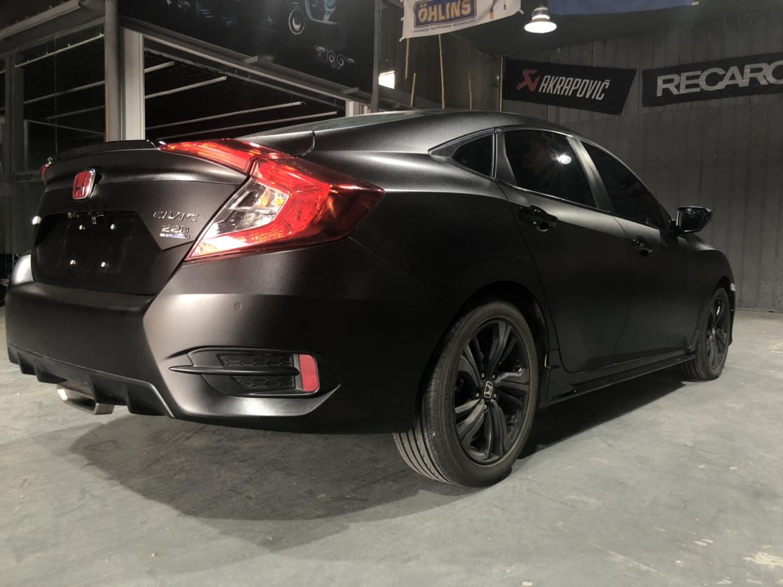 十代思域改色贴膜黑武士