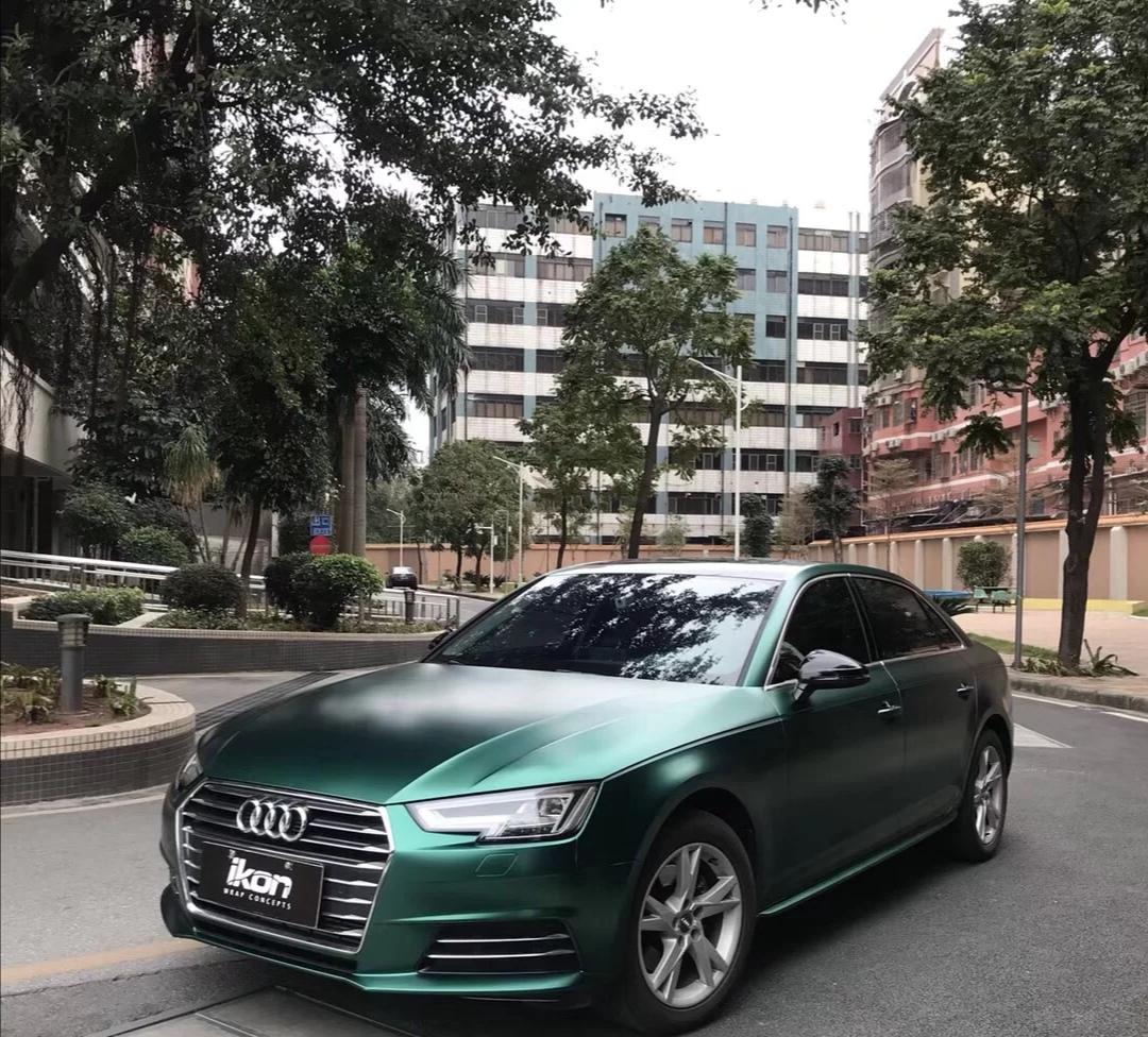 奥迪a4l全车改色改装祖母绿改色膜汽车贴膜 非常好看但是绝对