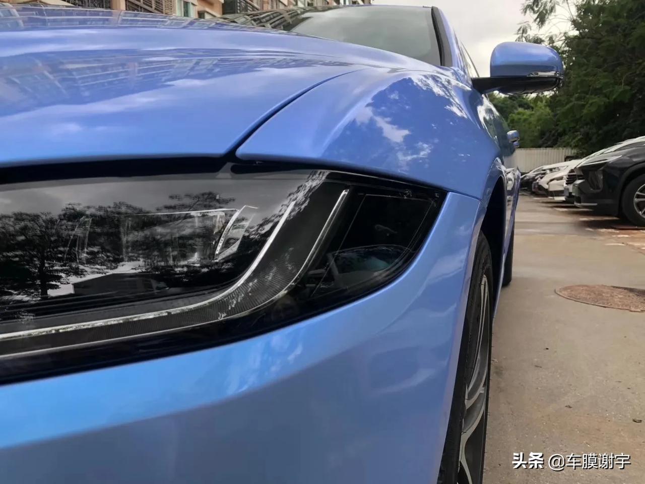 捷豹xel新车落地梦幻糖果青幻蓝施工完成即好看也能保护车