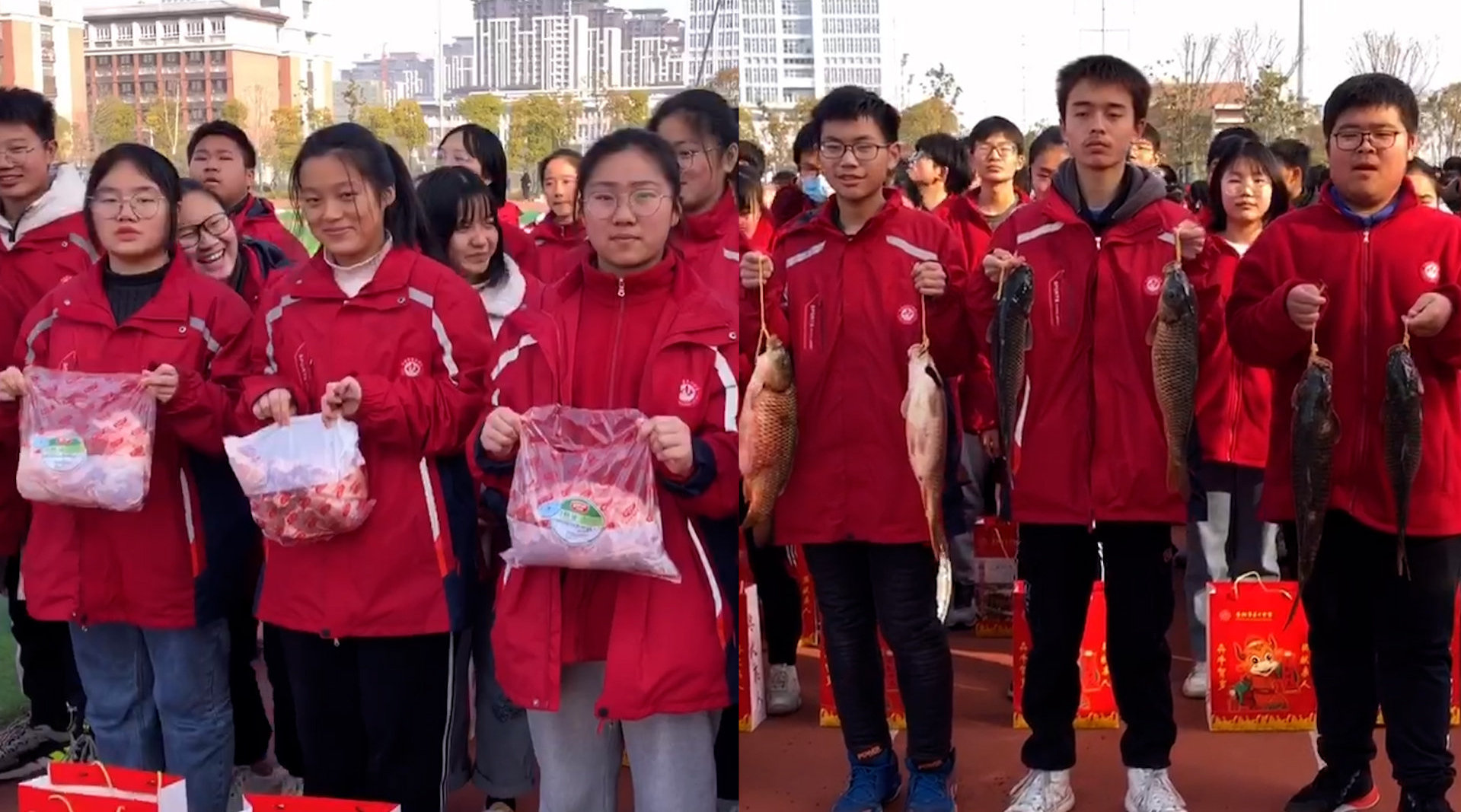 12000斤|中学给学生发12000斤猪肉过年 校长：让孩子明白努力就有肉