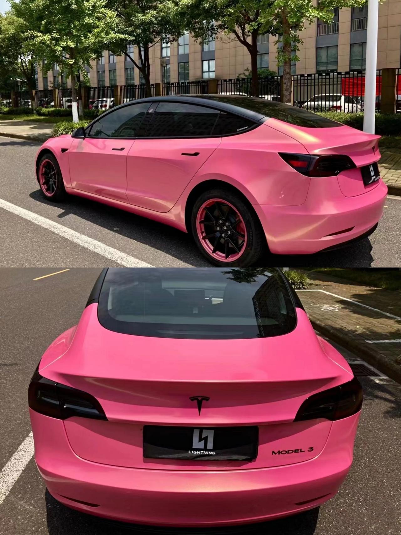 model3|猛男钻石粉沙金阳光下更好看#特斯拉model3