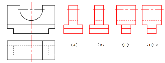 小测验:读组合体三视图【含答案】机械制图与计算机绘图