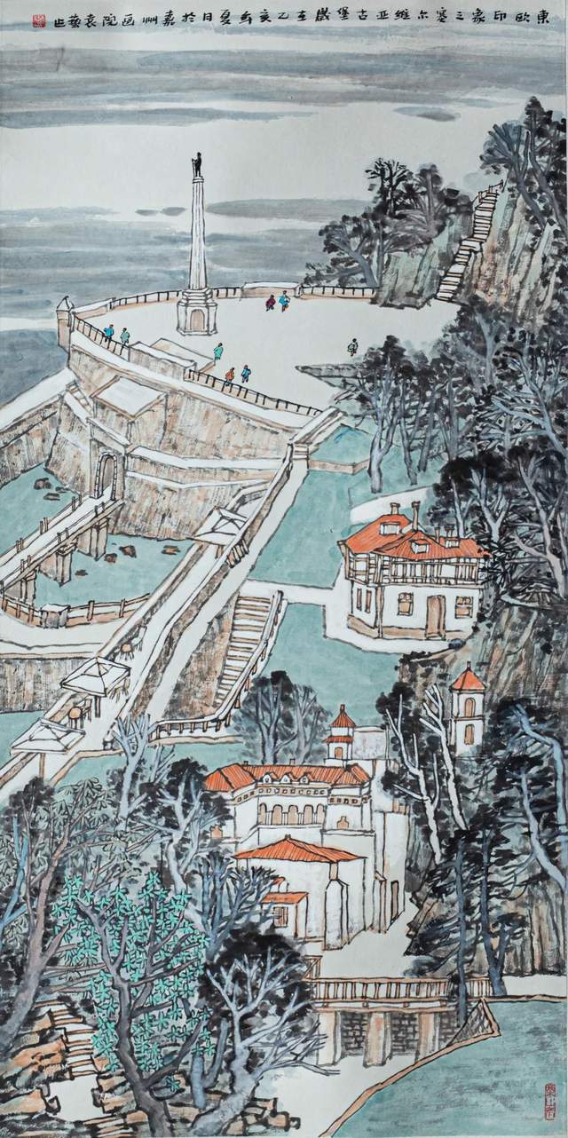 袁艺 《东欧印象六》中国画 136cm×68cm