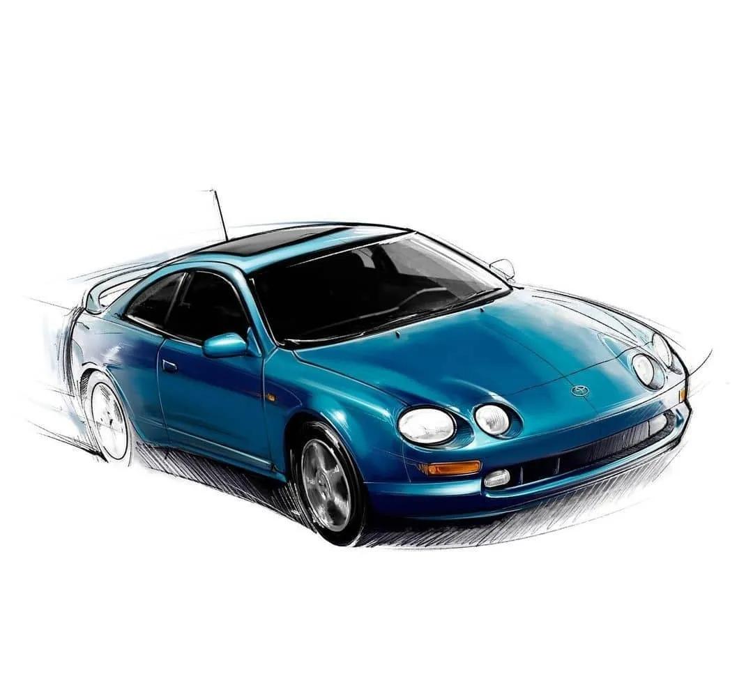 丰田家族手绘头像我们总喜欢一些有故事的车(图片来自于ins