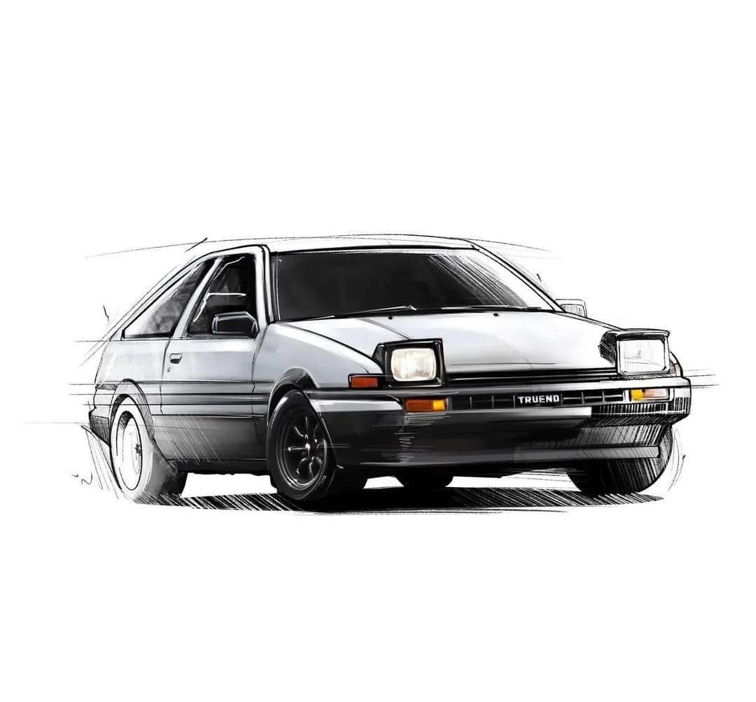 丰田家族手绘头像我们总喜欢一些有故事的车(图片来自于ins