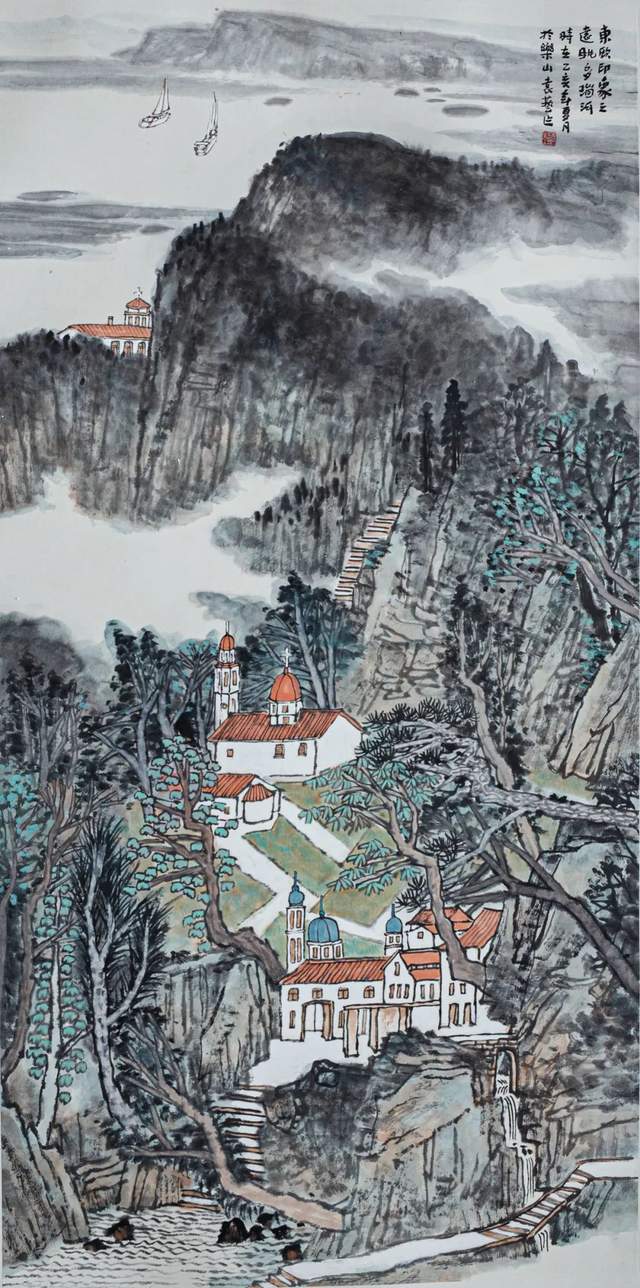 袁艺 《东欧印象十》中国画 136cm×68cm