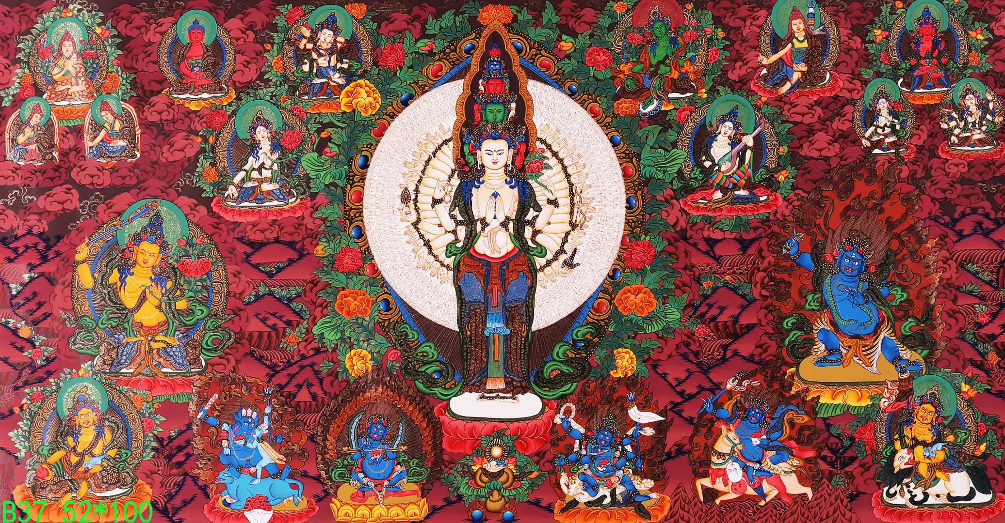 Details about   Chinese old Tibetan old silver thousand hands Guanyin Buddha statue Thangka 