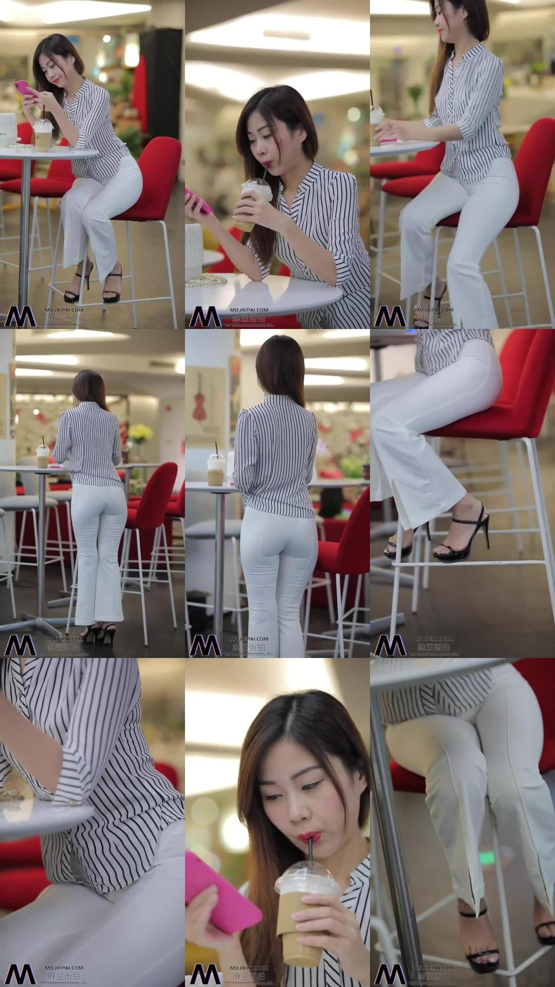 街拍美女：极品模特街拍，周末和同事一起在书店看书