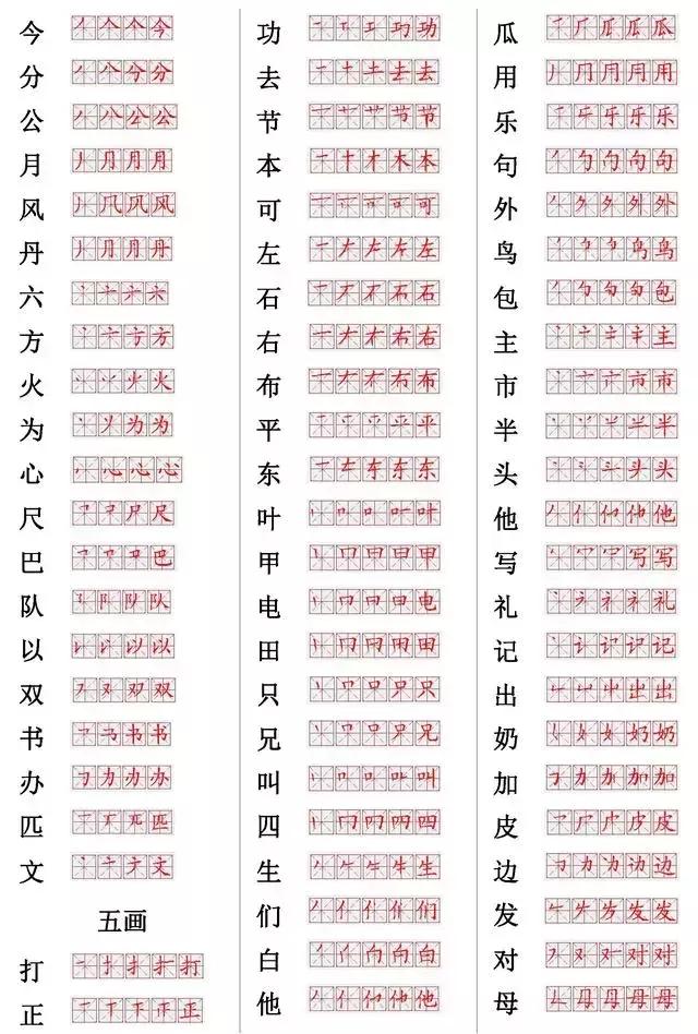 小学常用560个汉字笔画笔顺表 打印下来 小学六年慢慢练 今日热点