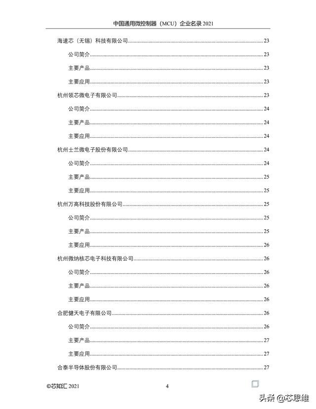中国通用微控制器(MCU)企业名录 2021