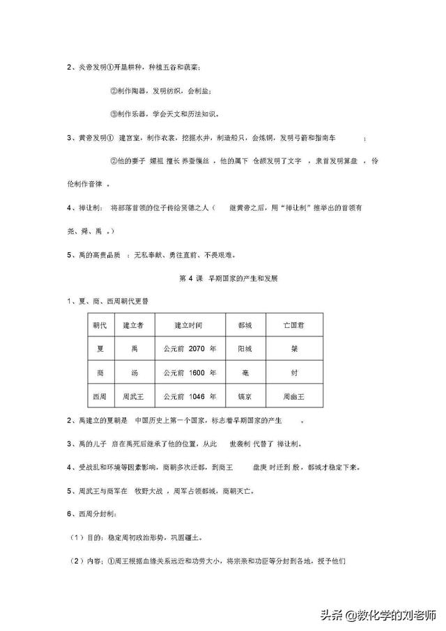 免费下载：部编人教版七年级上册历史知识点复习总结