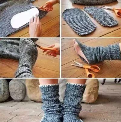 旧毛衣怎么做五个手指的手套(毛衣旧物改造手套)