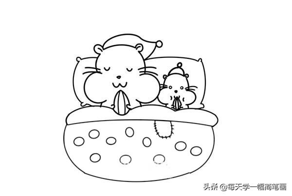 每天学一个简笔画——仓鼠母子简笔画的绘制步骤图插图(6)