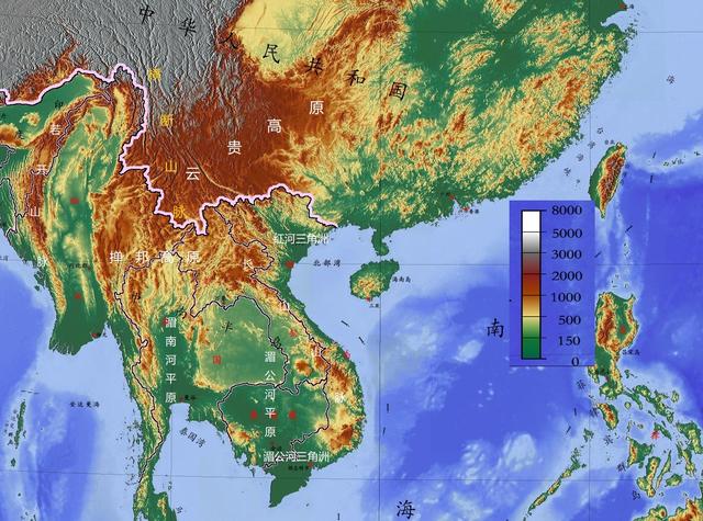 中南半岛主要地形区分布图掸邦高原主要位于伊洛瓦底江和湄公河之间