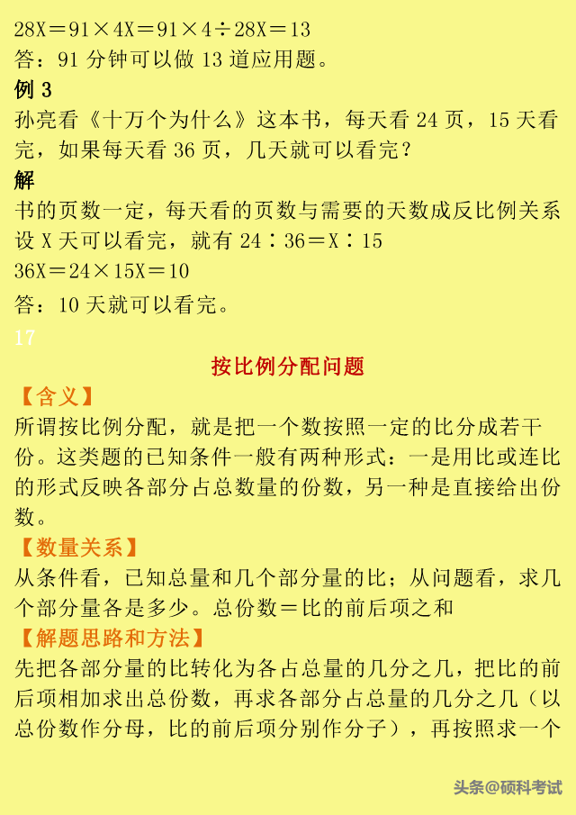 小升初数学：小学1到6年级所有重点题型口诀、公式、例题汇总