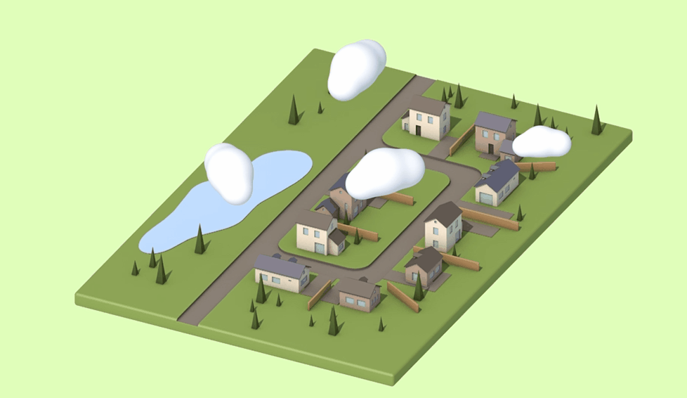 好玩C4D：低面模型——卡通房屋小区