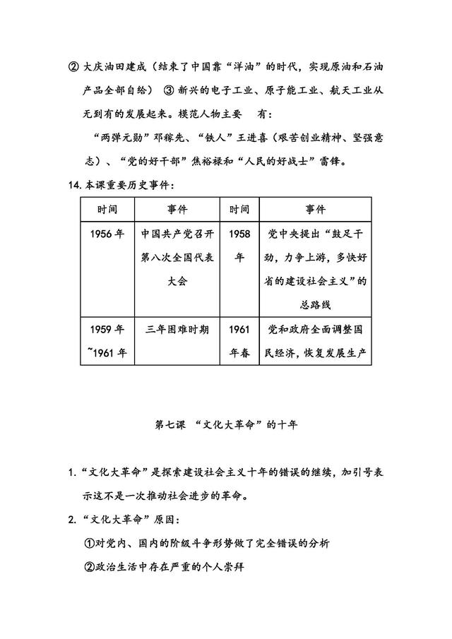 人教版：八年级历史下册复习知识点！考点归纳整合，建议打印收藏