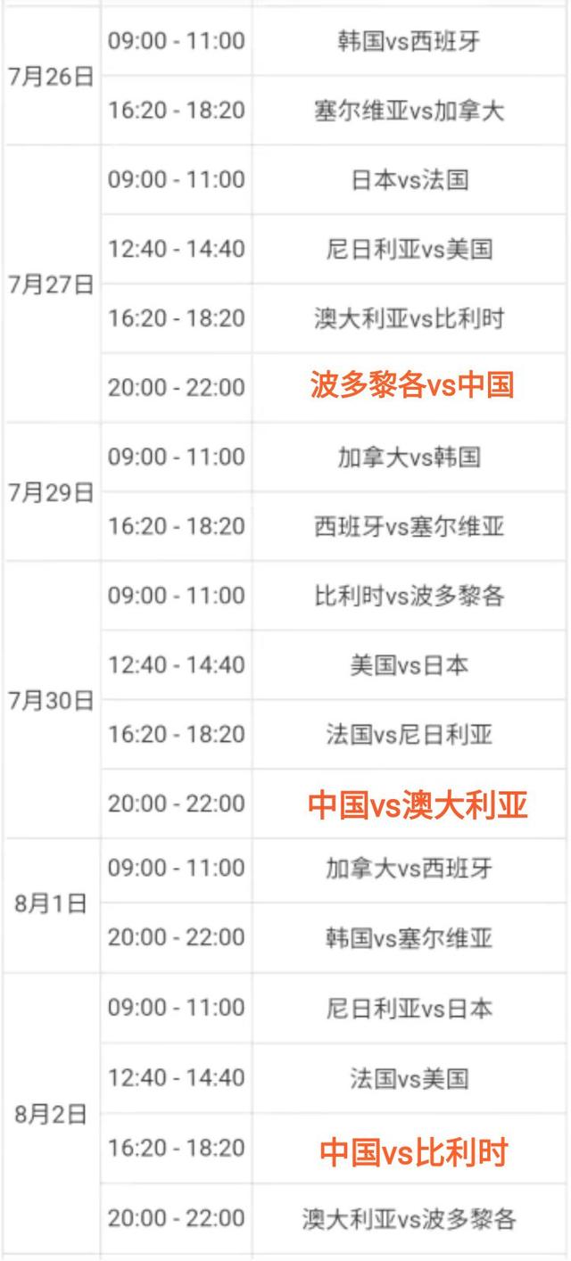 奥运会赛程2021赛程表