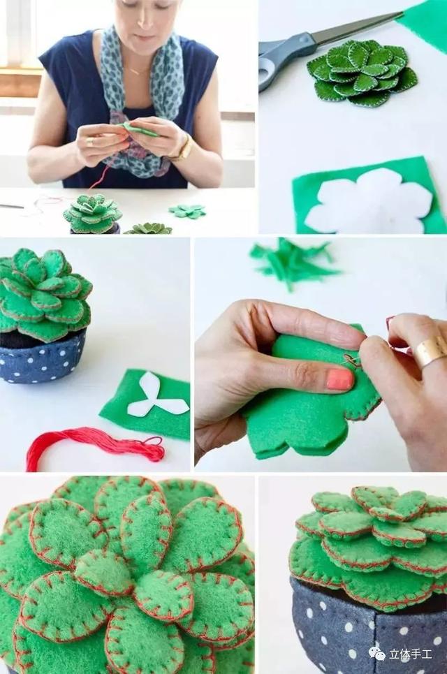 喜欢绿植的你,也拿起剪刀,制作出一盆盆绿色小盆栽吧~摆在一起,呈现不