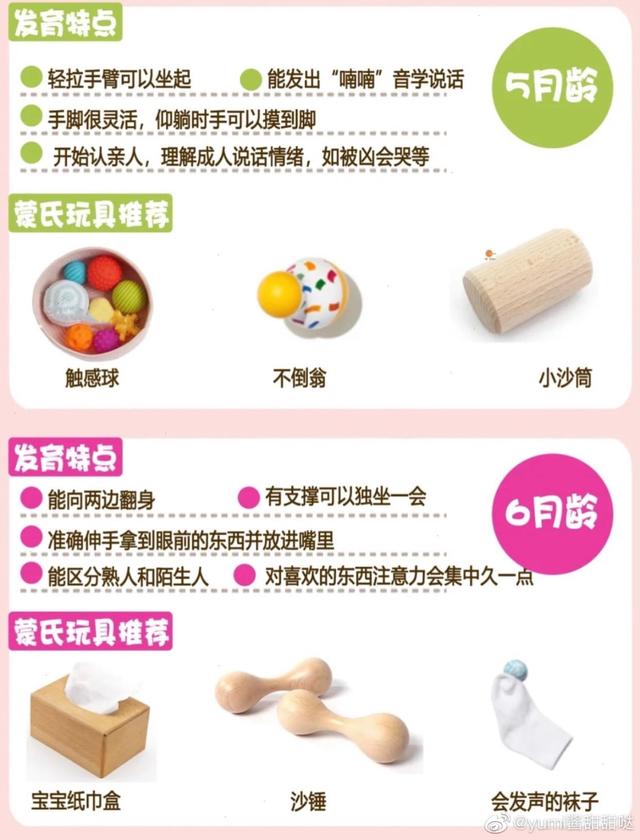 蒙氏早教各月龄发育特点，对应宝贝教具都在这里