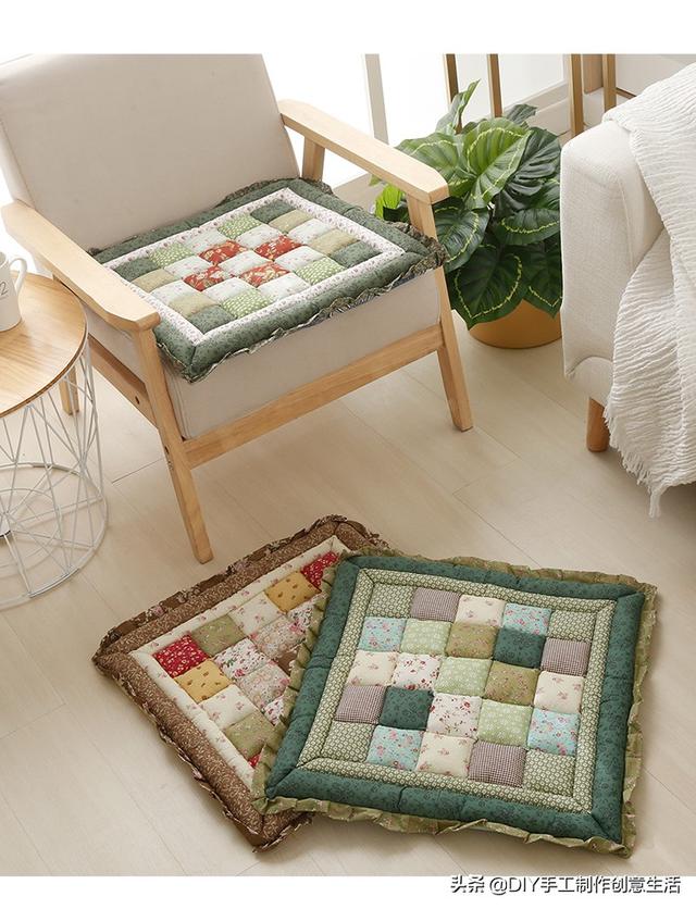 拼布坐垫花样图解(布艺拼接坐垫做法大全)_手工miao