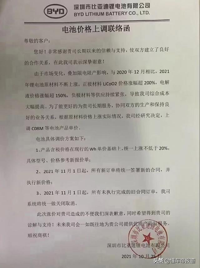 资讯 | 芯片以外的X因素：原材料价格飞涨，一线动力电池厂涨价2成